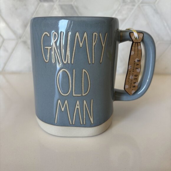 Rae Dunn Other - Rae Dunn Grumpy Old Man Blue and White Mug with Tie Tag New Unused
